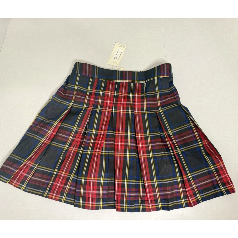 NWT Sim & Sam Christmas School Girl Women S Red Plaid Pleated Skirt Kilt 24"W